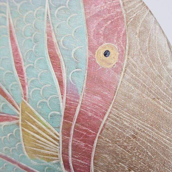 Vtg Nautical Hand Carved Wooden Tropical Fish Figurine Hand Painted 3D Sculpture - Picture 6 of 12